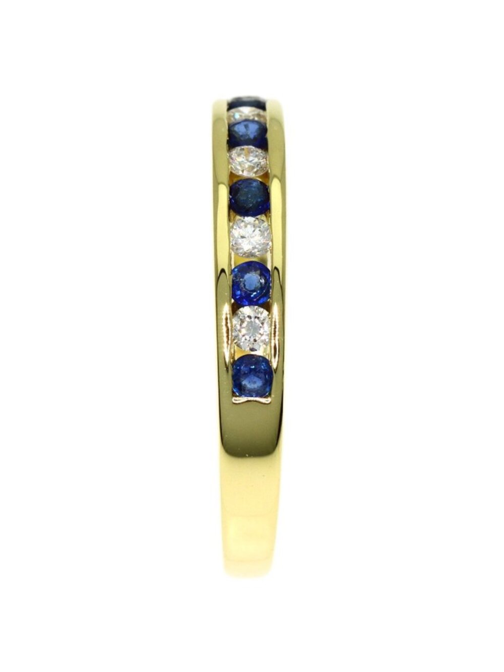 Tiffany & Co Half Eternity Sapphire Diamond Ring 18k Yellow Gold - Picture 4 of 11